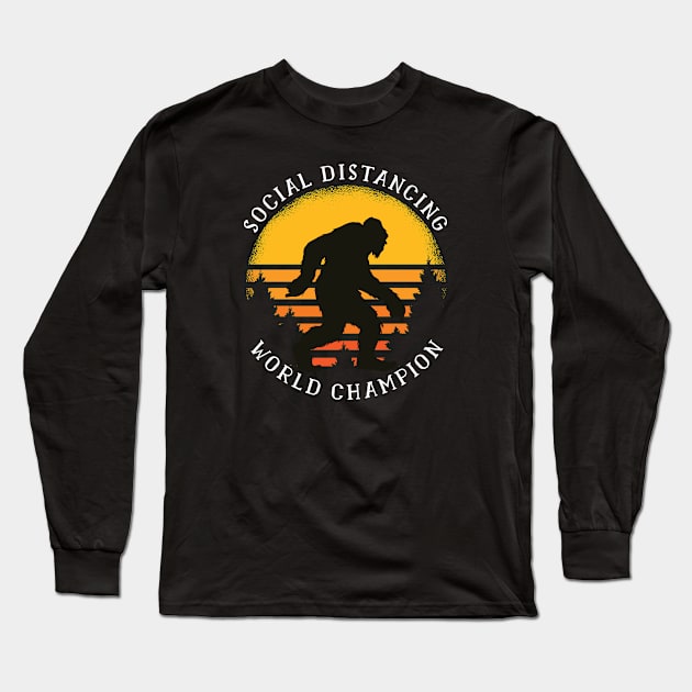 Social Distancing Bigfoot Long Sleeve T-Shirt by Safdesignx